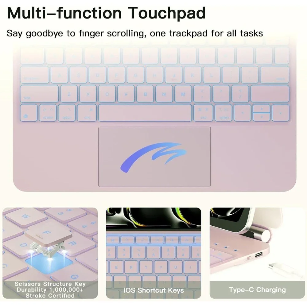 ipad Pro 13 inch Case with Keyboard (M5 2025 / M4 2024), Magic Keyboard with Pen